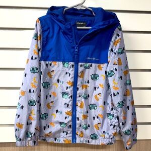 Eddie Bauer Kids' Blue animal camping theme lightweight Adventure Jacket size 6